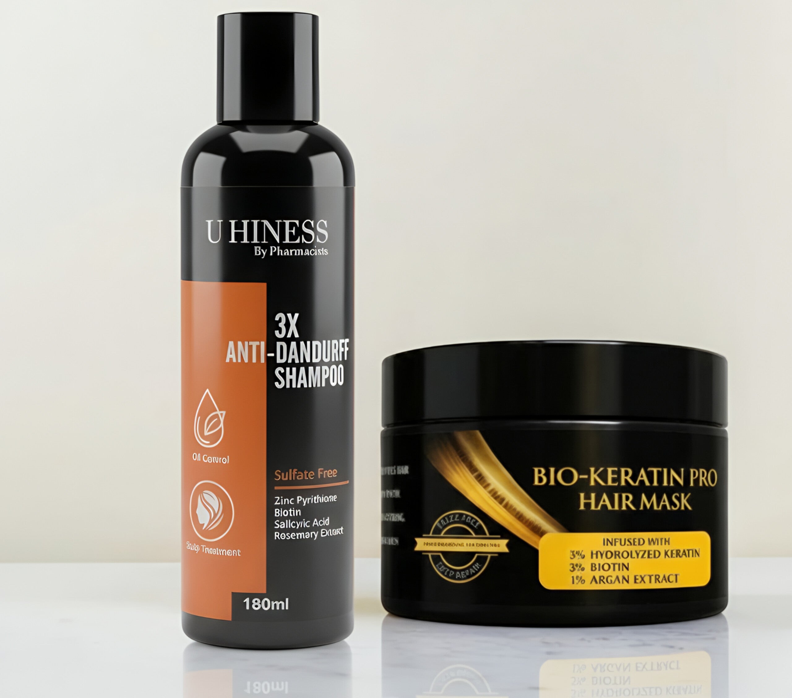 ANTI DANDRUFF SHAMPOO with BIOTIN KERATIN ARGAN HAIR MASK – U HINESS